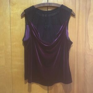 Midnight Hour Top Womens 3XL Purple Velvet & Mesh Cowl Gothic Witchy Whimsigoth